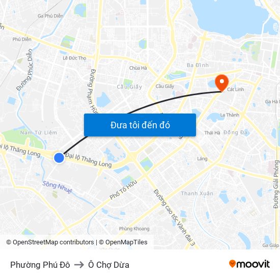 Phường Phú Đô to Ô Chợ Dừa map