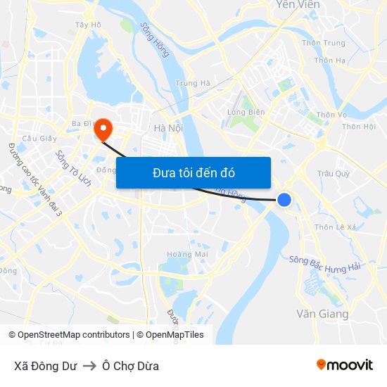 Xã Đông Dư to Ô Chợ Dừa map