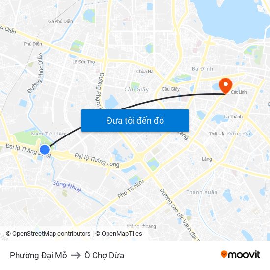 Phường Đại Mỗ to Ô Chợ Dừa map