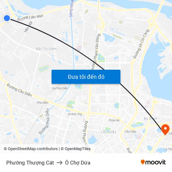 Phường Thượng Cát to Ô Chợ Dừa map