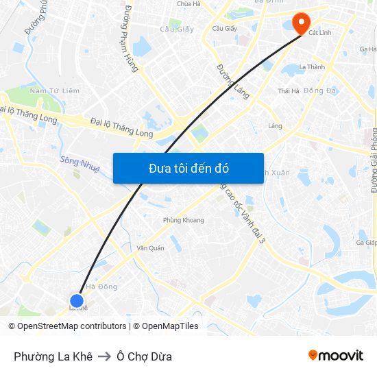 Phường La Khê to Ô Chợ Dừa map