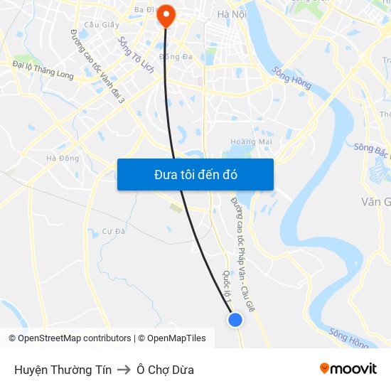 Huyện Thường Tín to Ô Chợ Dừa map