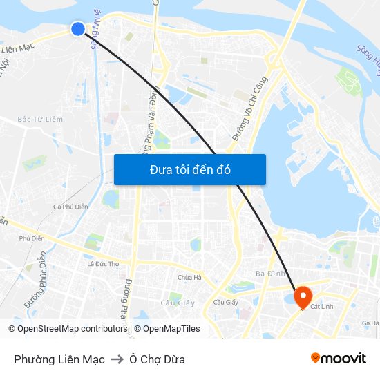 Phường Liên Mạc to Ô Chợ Dừa map