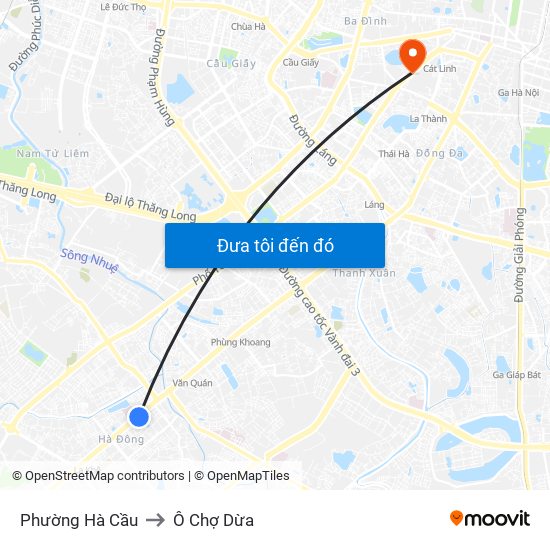 Phường Hà Cầu to Ô Chợ Dừa map