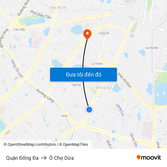 Quận Đống Đa to Ô Chợ Dừa map