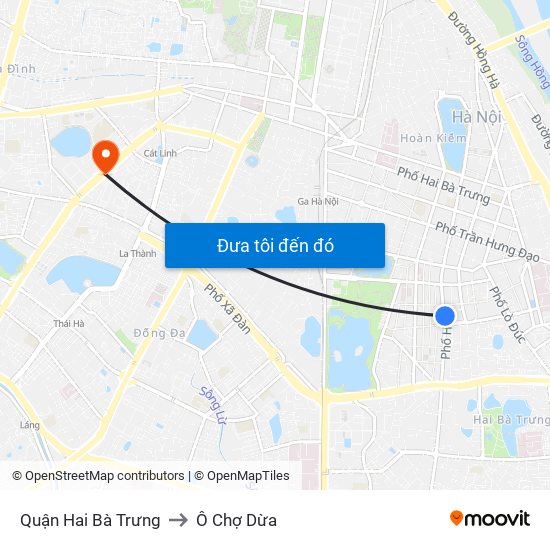 Quận Hai Bà Trưng to Ô Chợ Dừa map