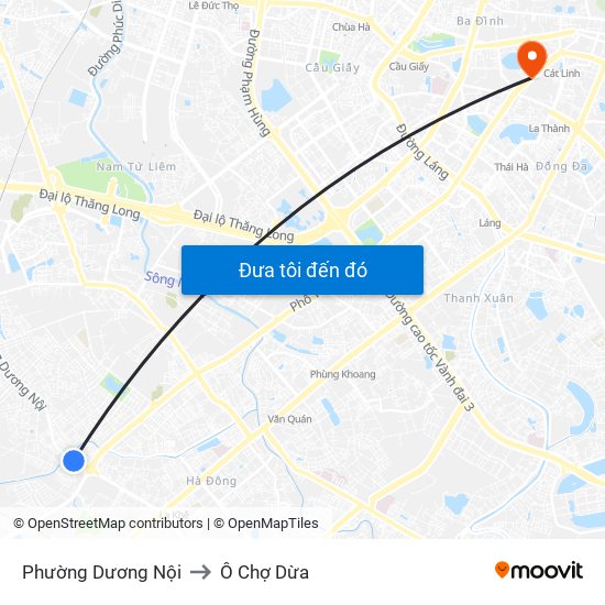 Phường Dương Nội to Ô Chợ Dừa map