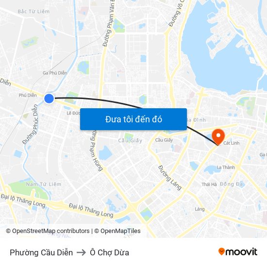 Phường Cầu Diễn to Ô Chợ Dừa map