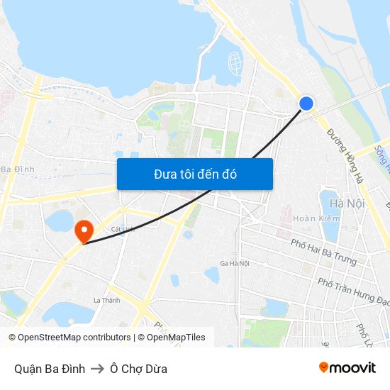 Quận Ba Đình to Ô Chợ Dừa map