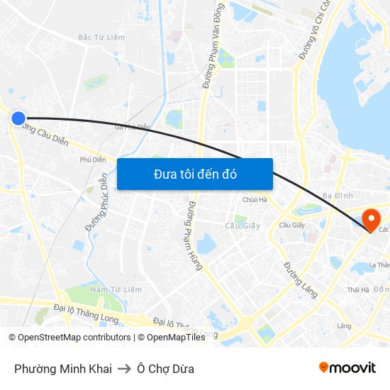 Phường Minh Khai to Ô Chợ Dừa map