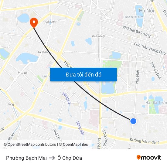 Phường Bạch Mai to Ô Chợ Dừa map