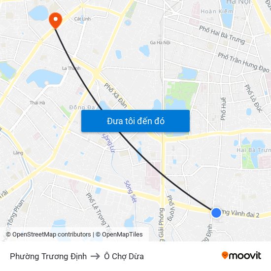 Phường Trương Định to Ô Chợ Dừa map