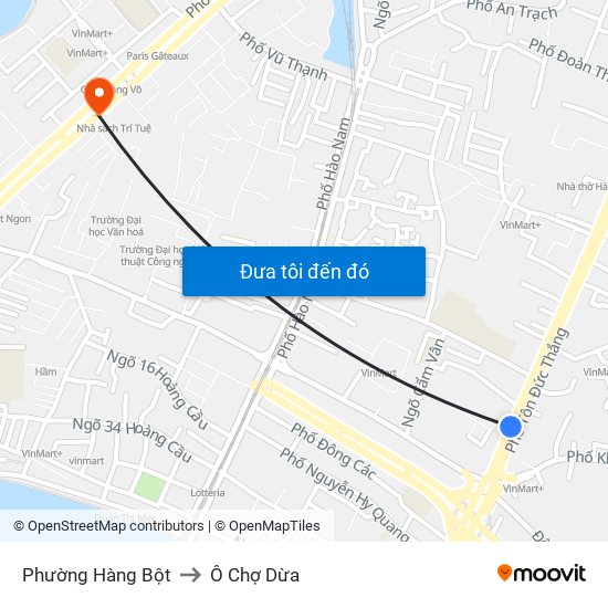 Phường Hàng Bột to Ô Chợ Dừa map