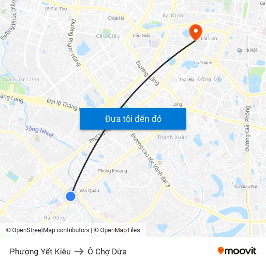 Phường Yết Kiêu to Ô Chợ Dừa map