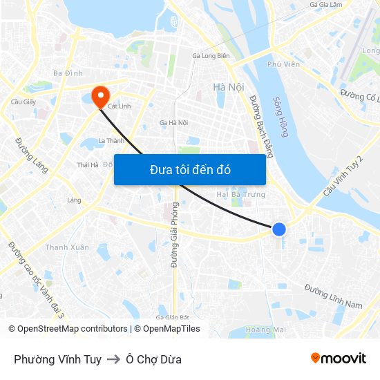 Phường Vĩnh Tuy to Ô Chợ Dừa map