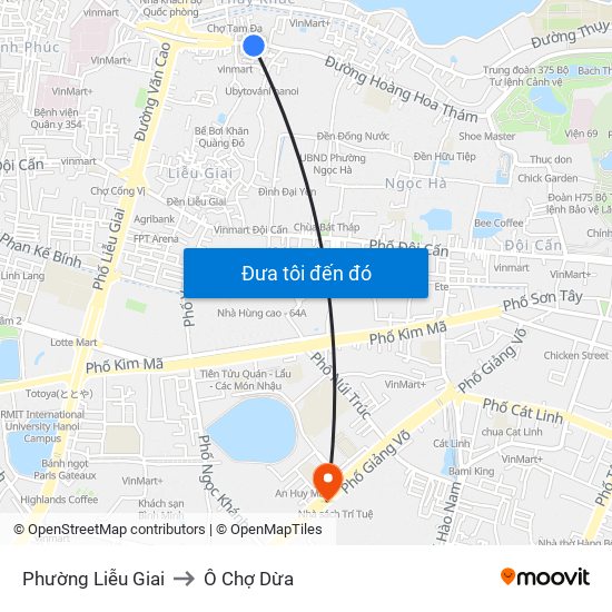 Phường Liễu Giai to Ô Chợ Dừa map