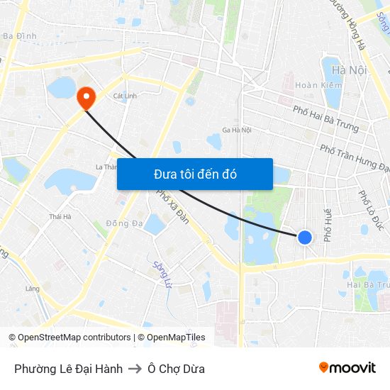 Phường Lê Đại Hành to Ô Chợ Dừa map