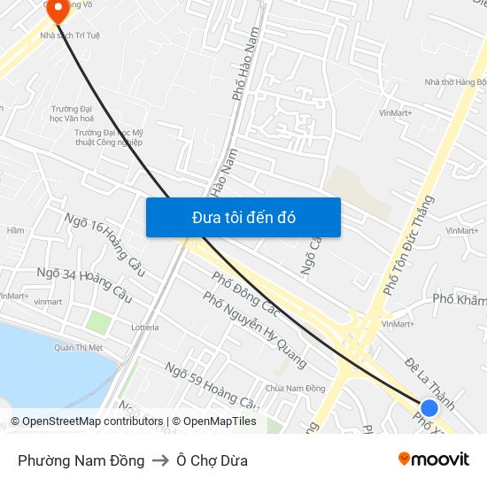 Phường Nam Đồng to Ô Chợ Dừa map