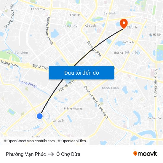 Phường Vạn Phúc to Ô Chợ Dừa map