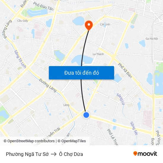 Phường Ngã Tư Sở to Ô Chợ Dừa map