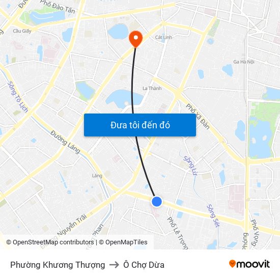 Phường Khương Thượng to Ô Chợ Dừa map