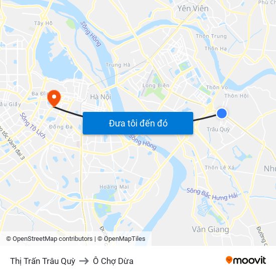 Thị Trấn Trâu Quỳ to Ô Chợ Dừa map