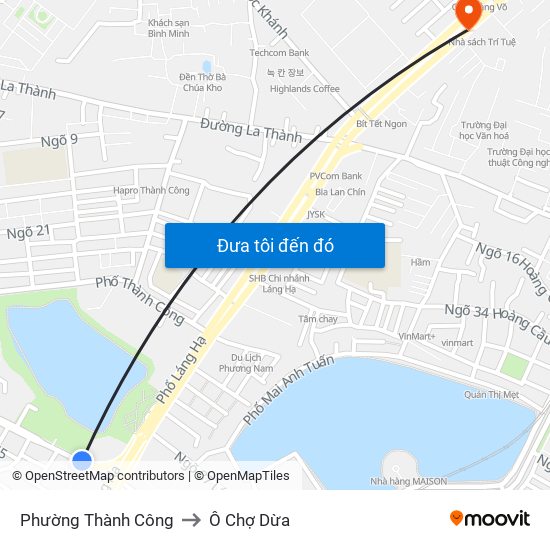 Phường Thành Công to Ô Chợ Dừa map