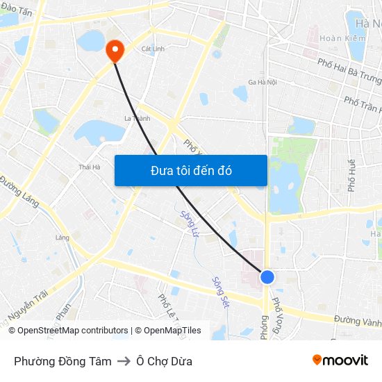 Phường Đồng Tâm to Ô Chợ Dừa map