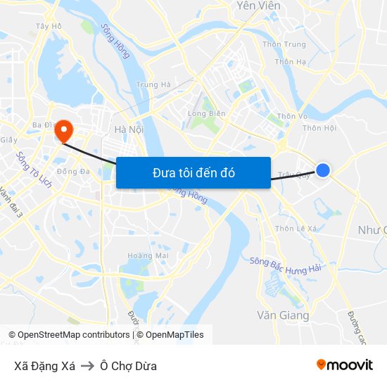 Xã Đặng Xá to Ô Chợ Dừa map