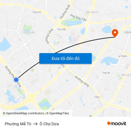 Phường Mễ Trì to Ô Chợ Dừa map