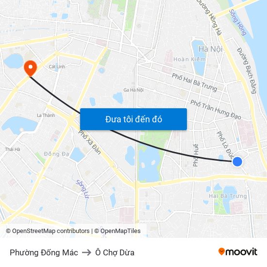 Phường Đống Mác to Ô Chợ Dừa map