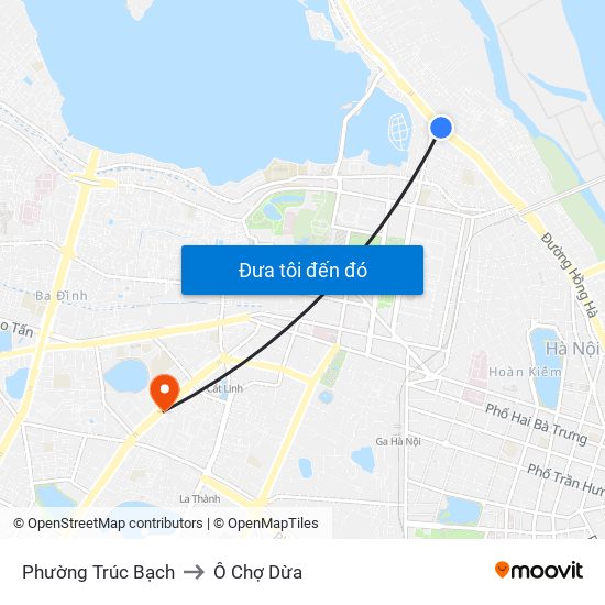 Phường Trúc Bạch to Ô Chợ Dừa map