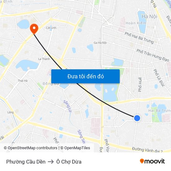 Phường Cầu Dền to Ô Chợ Dừa map
