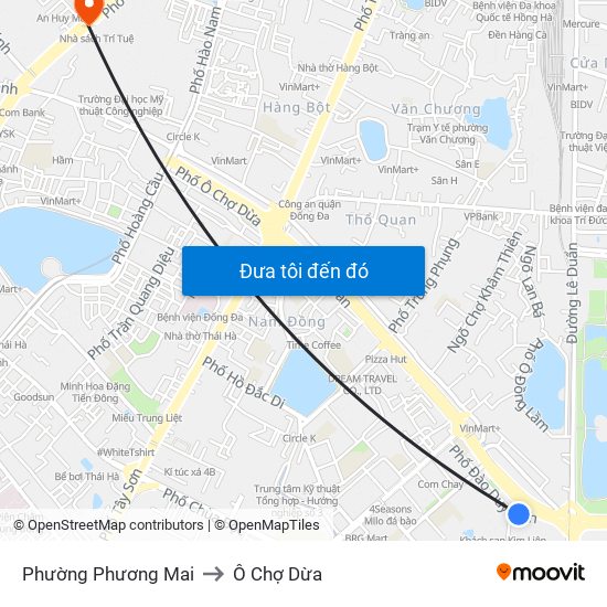 Phường Phương Mai to Ô Chợ Dừa map