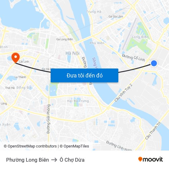 Phường Long Biên to Ô Chợ Dừa map
