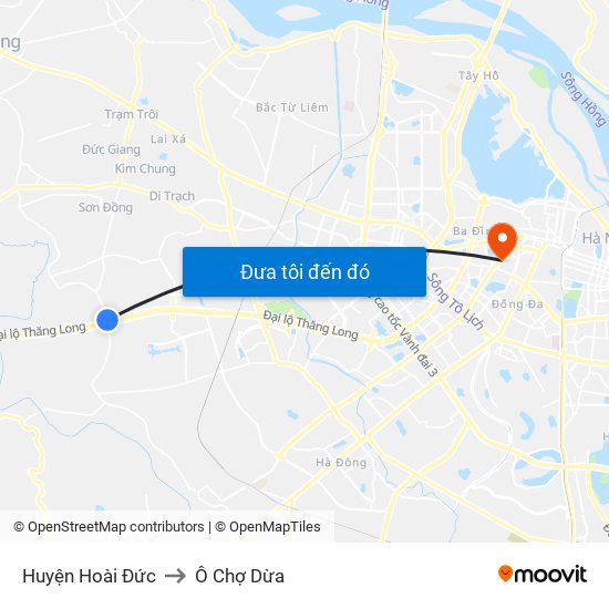 Huyện Hoài Đức to Ô Chợ Dừa map