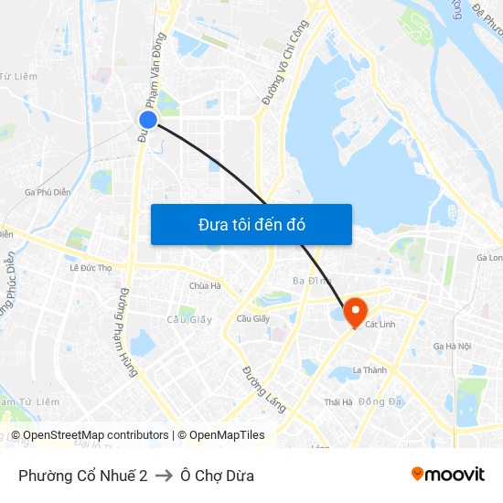 Phường Cổ Nhuế 2 to Ô Chợ Dừa map