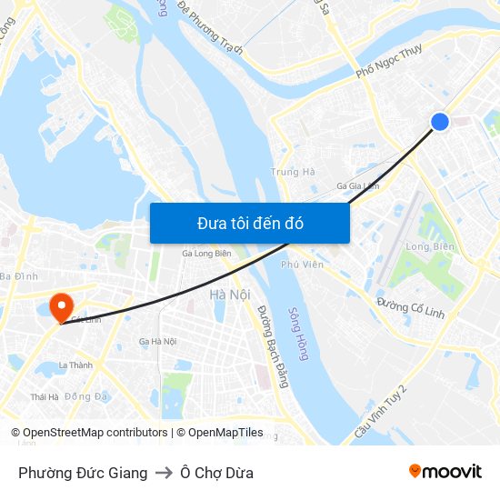 Phường Đức Giang to Ô Chợ Dừa map