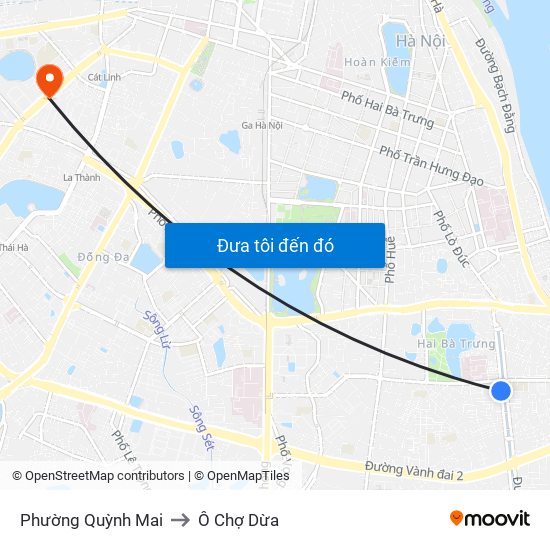 Phường Quỳnh Mai to Ô Chợ Dừa map