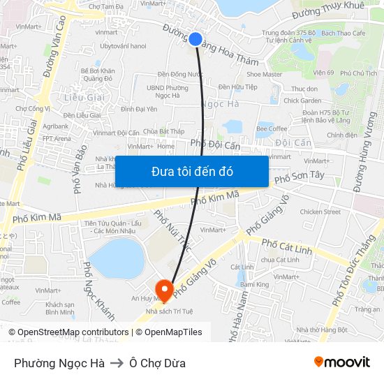 Phường Ngọc Hà to Ô Chợ Dừa map