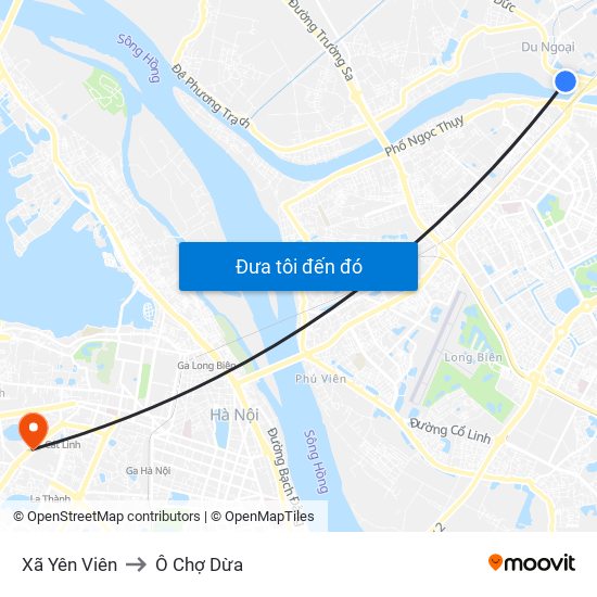 Xã Yên Viên to Ô Chợ Dừa map