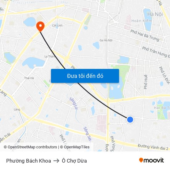 Phường Bách Khoa to Ô Chợ Dừa map
