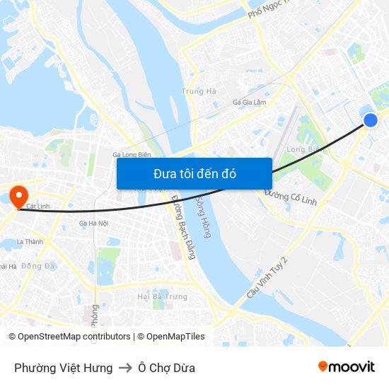 Phường Việt Hưng to Ô Chợ Dừa map