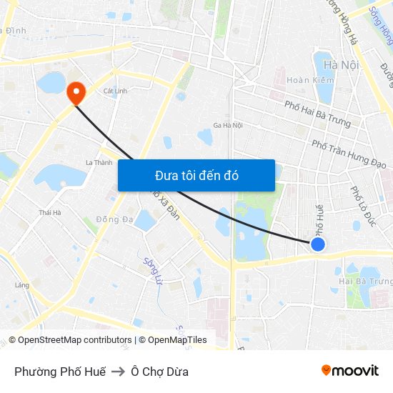 Phường Phố Huế to Ô Chợ Dừa map