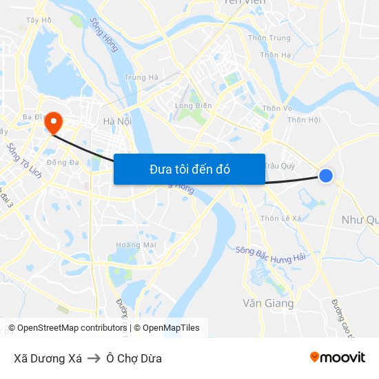 Xã Dương Xá to Ô Chợ Dừa map