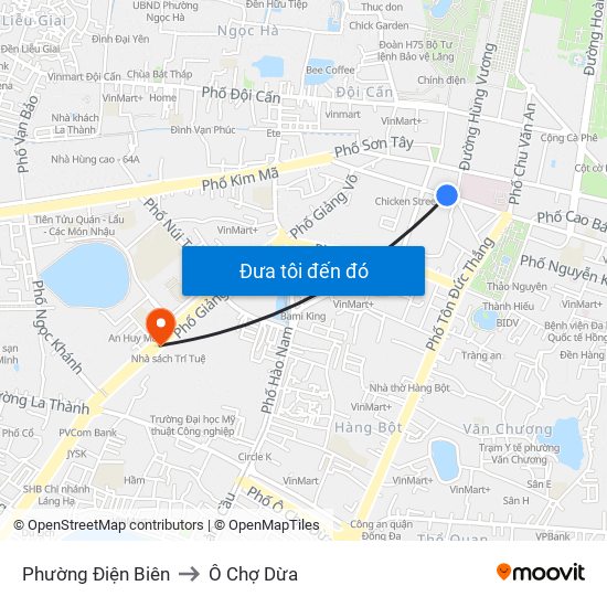 Phường Điện Biên to Ô Chợ Dừa map