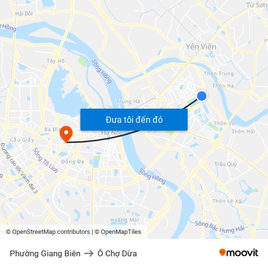 Phường Giang Biên to Ô Chợ Dừa map