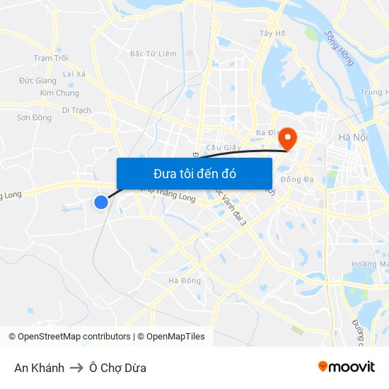 An Khánh to Ô Chợ Dừa map