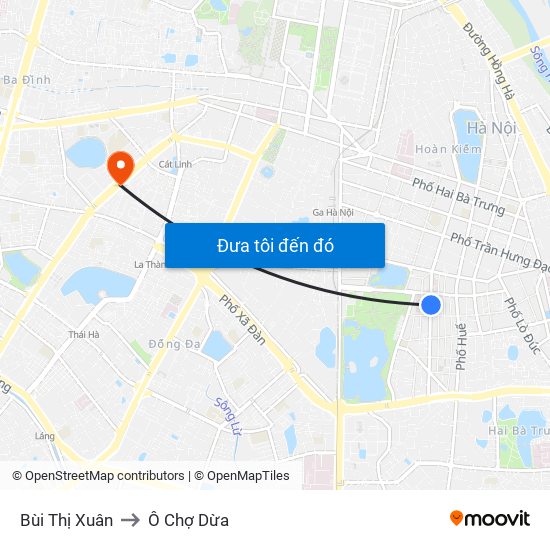 Bùi Thị Xuân to Ô Chợ Dừa map