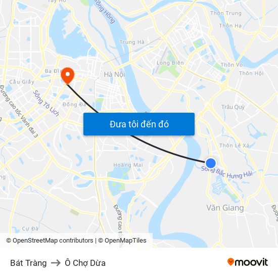 Bát Tràng to Ô Chợ Dừa map